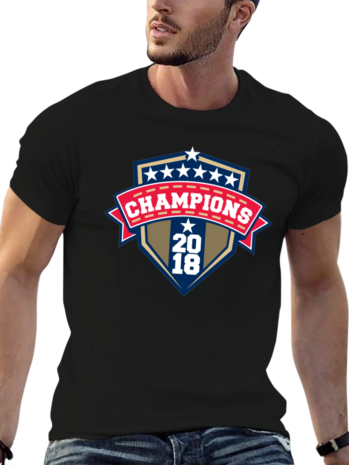 Champions 2018 Graphic Print Black T-Shirt
