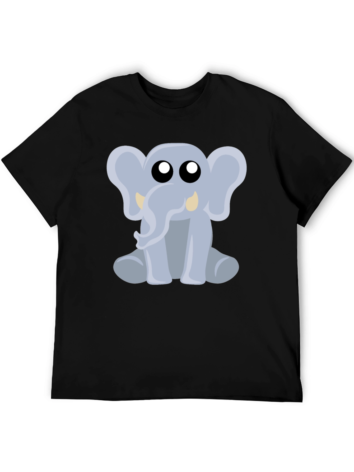 Cute Elephant Graphic Tee - Black Cotton Shirt
