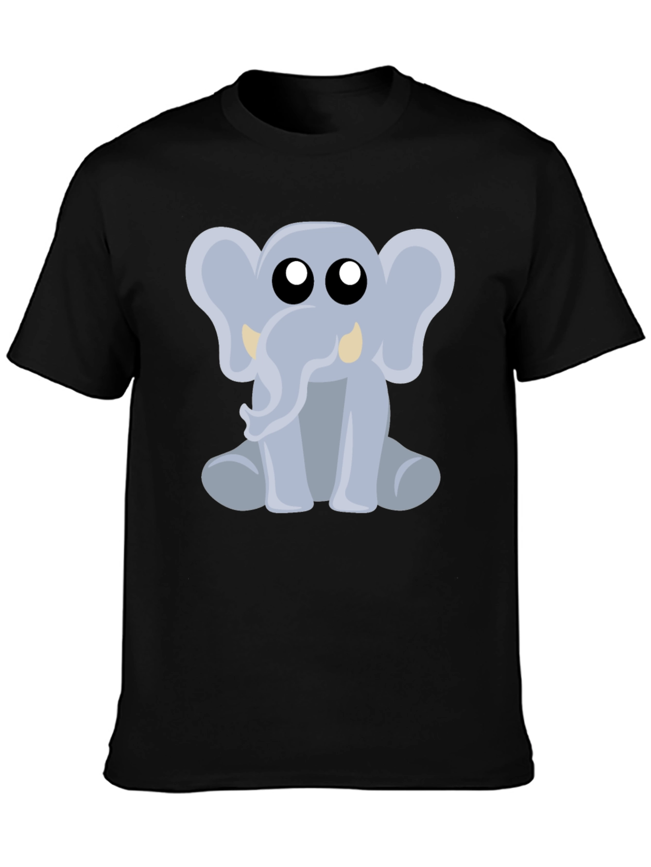 Cute Elephant Graphic Tee - Black Cotton Shirt