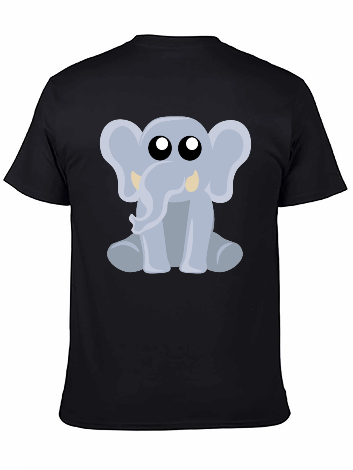 Cute Elephant Graphic Tee - Black Cotton Shirt