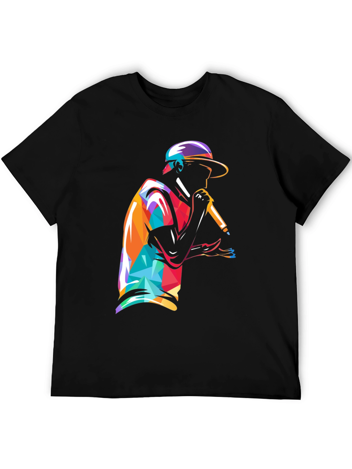 Geometric Rapper Graphic Tee - Cool Streetwear Style