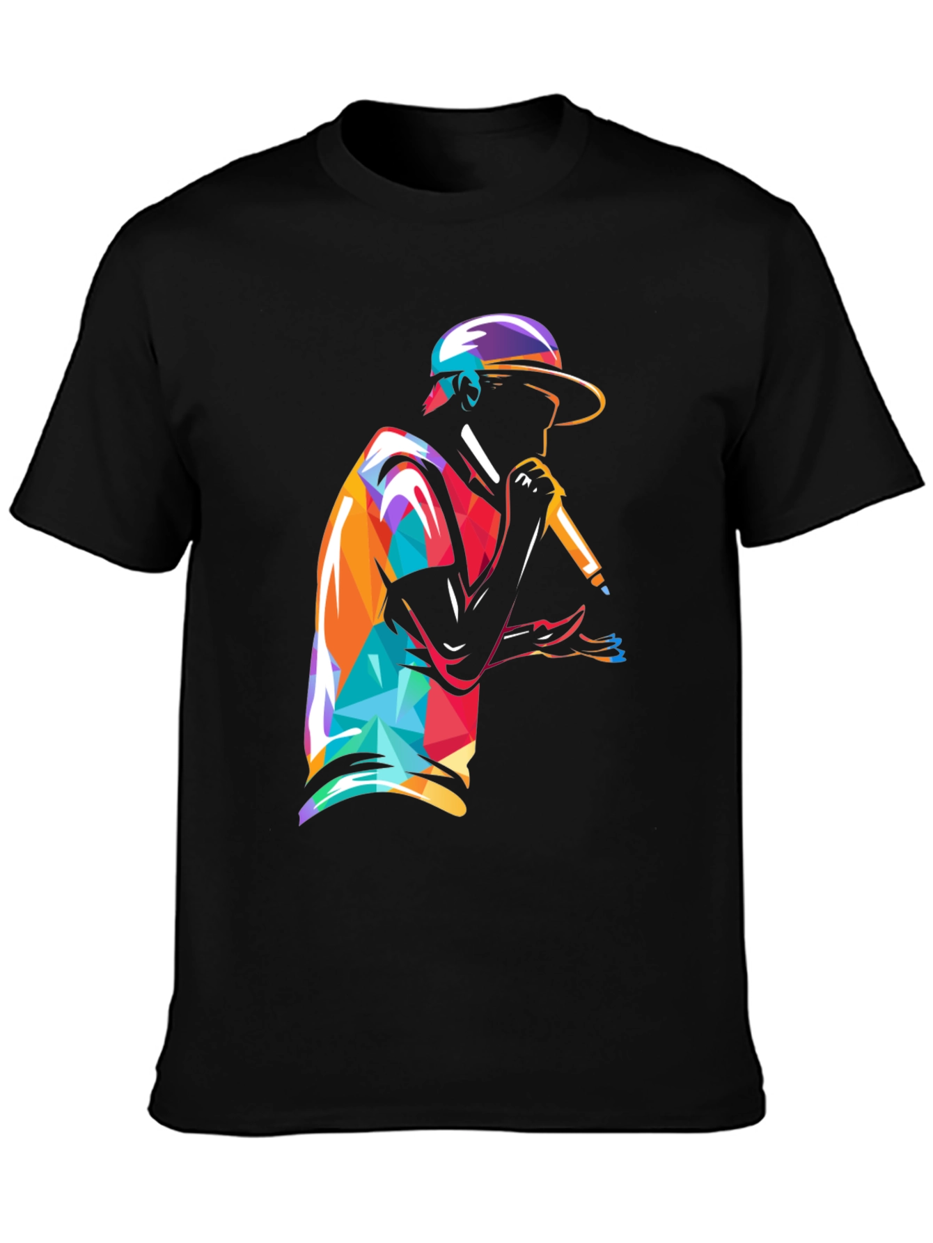 Geometric Rapper Graphic Tee - Cool Streetwear Style