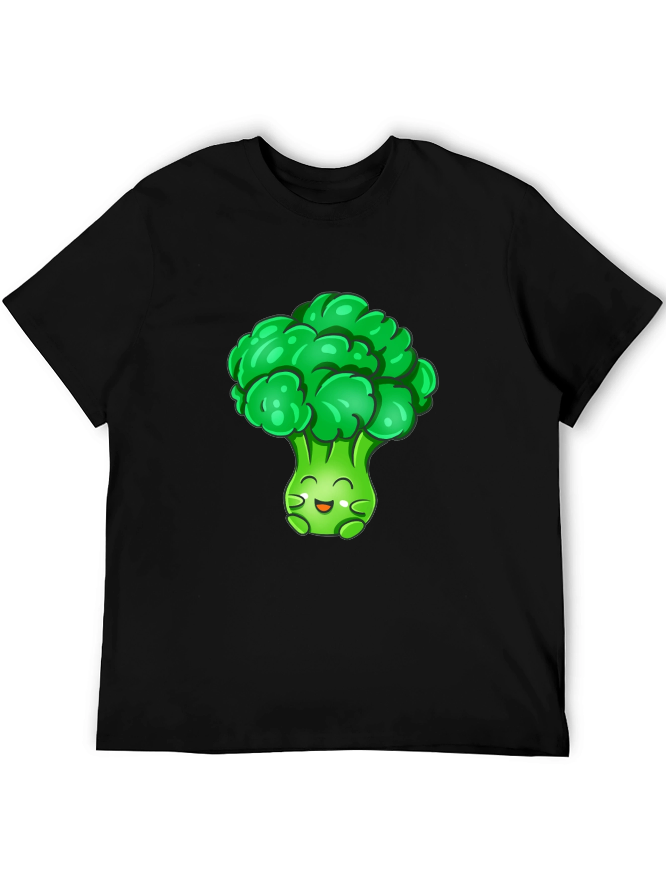 Broccoli Cartoon Graphic T-Shirt - Black