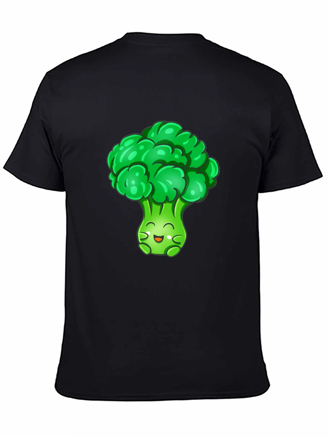 Broccoli Cartoon Graphic T-Shirt - Black