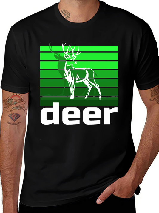 Deer Graphic Tee - Black Cotton Blend