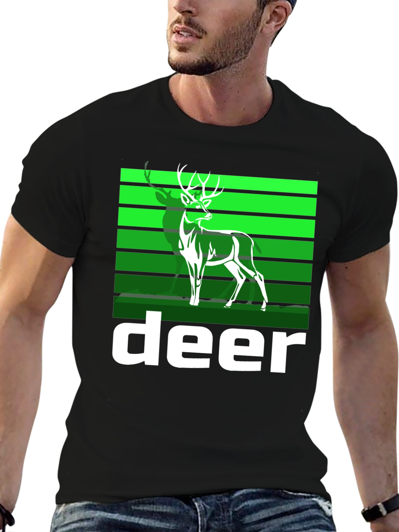 Deer Graphic Tee - Black Cotton Blend