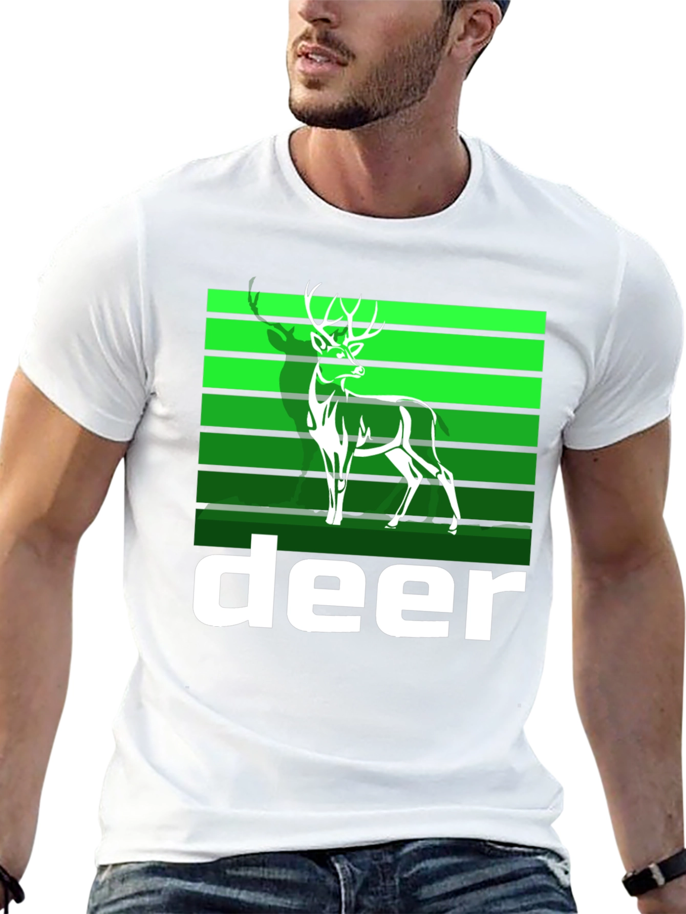 Deer Graphic Tee - Black Cotton Blend