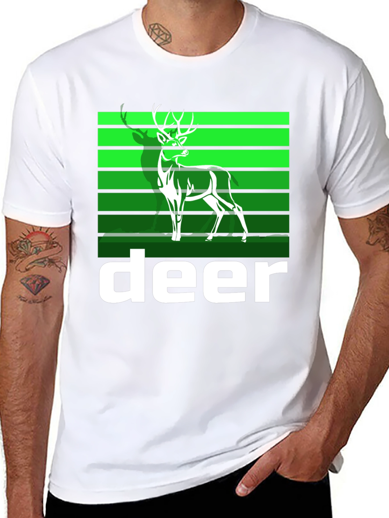 Deer Graphic Tee - Black Cotton Blend