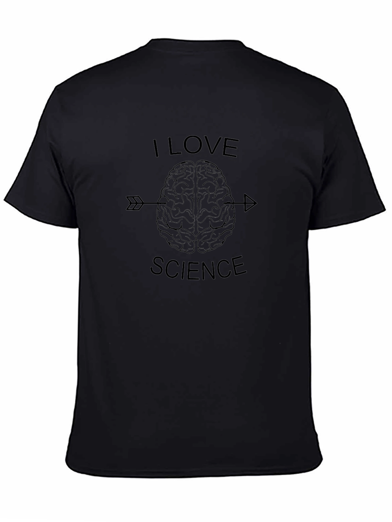 I Love Science Brain Arrow Black T-Shirt