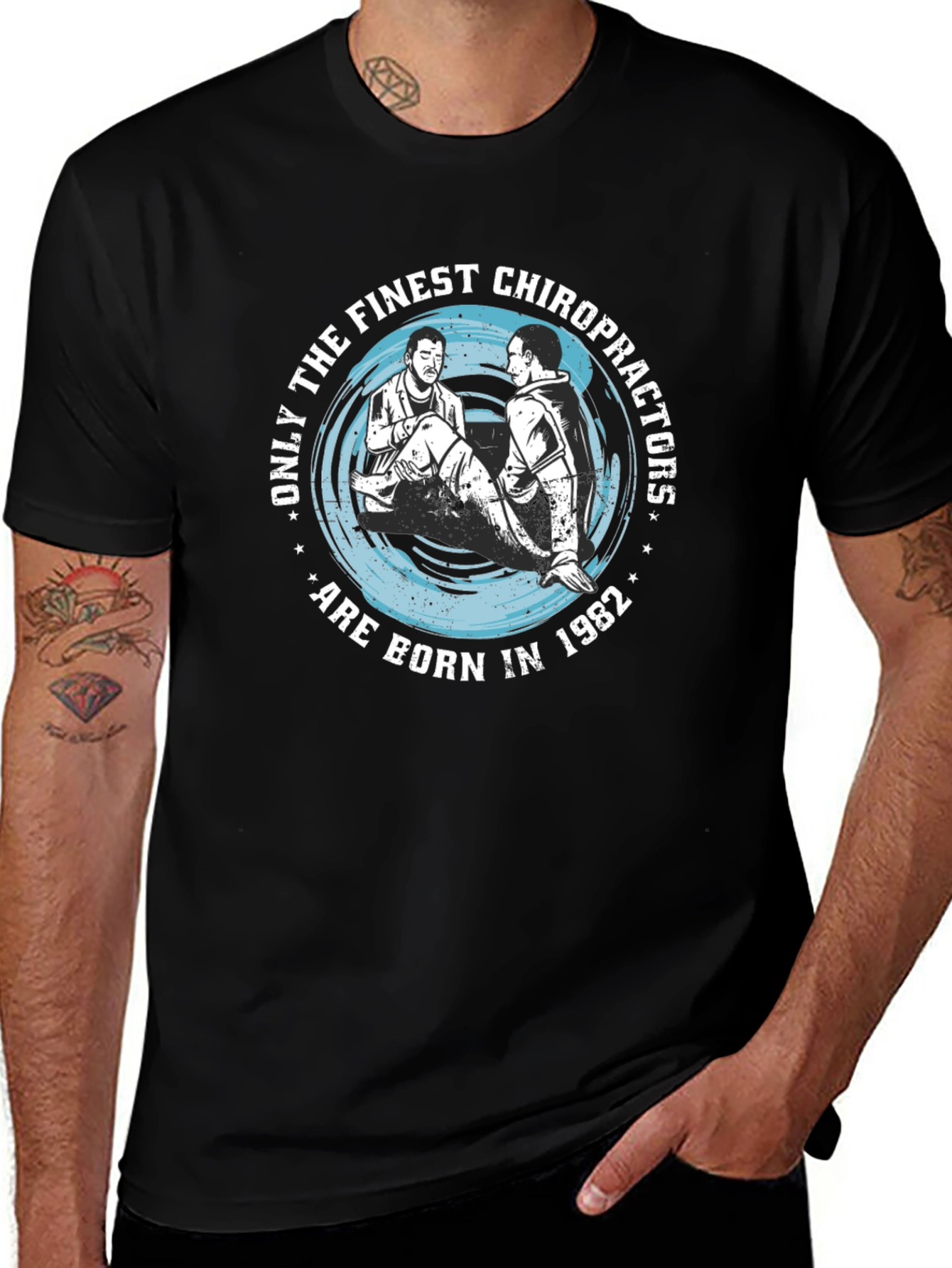 Finest Chiropractors Born in 1982 Black T-Shirt