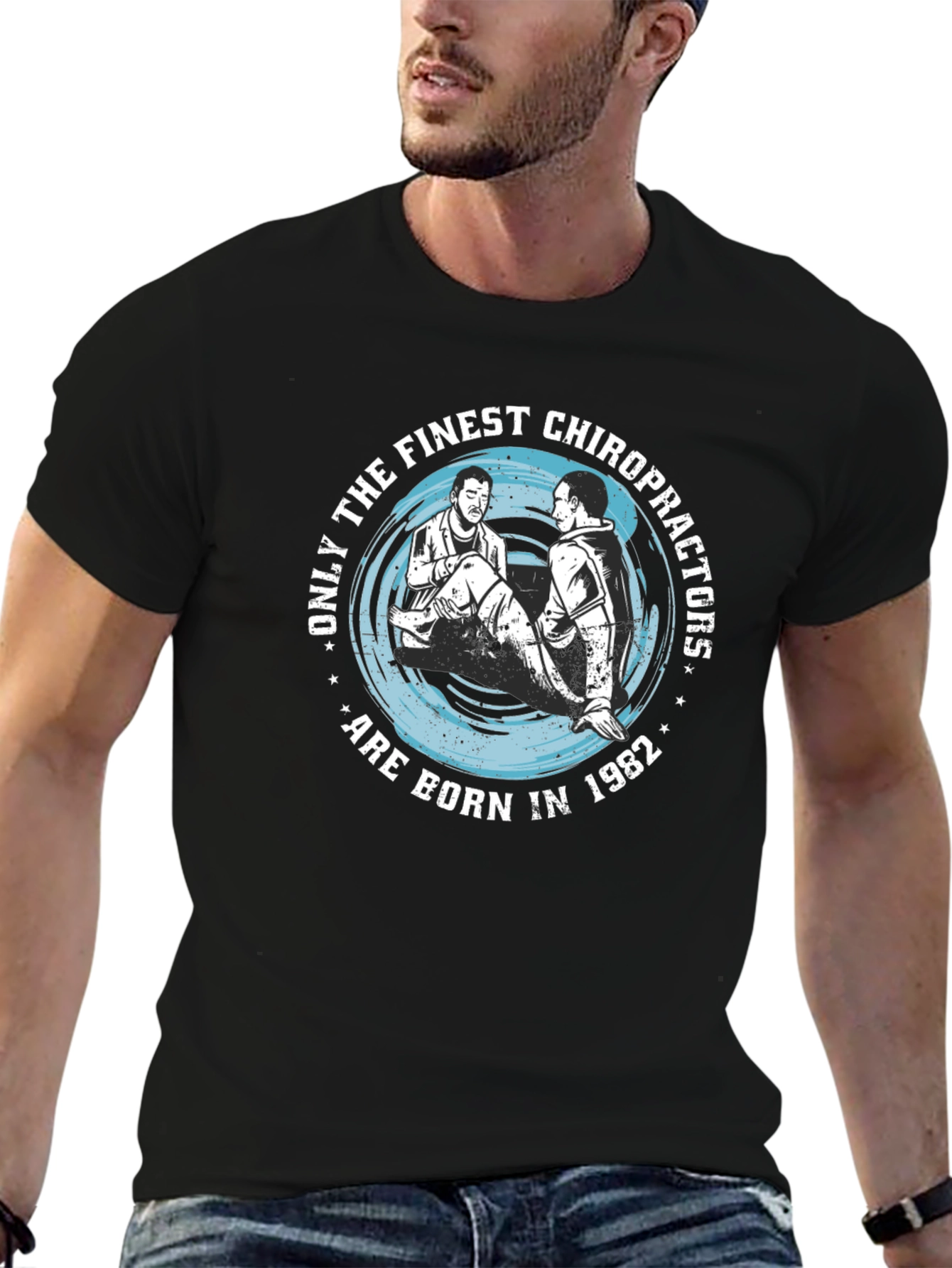 Finest Chiropractors Born in 1982 Black T-Shirt