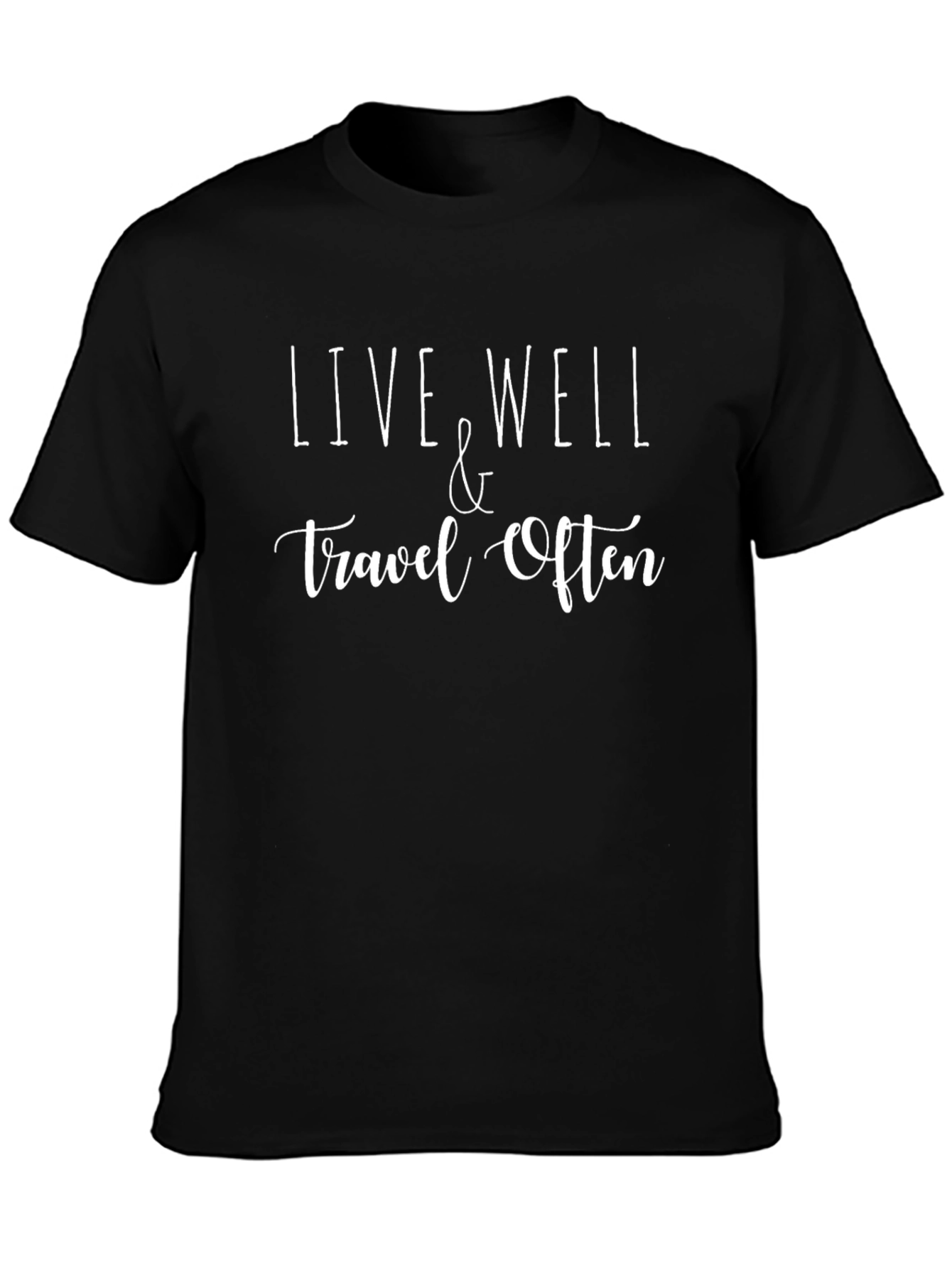 Live Well & Travel Often Black Graphic Tee