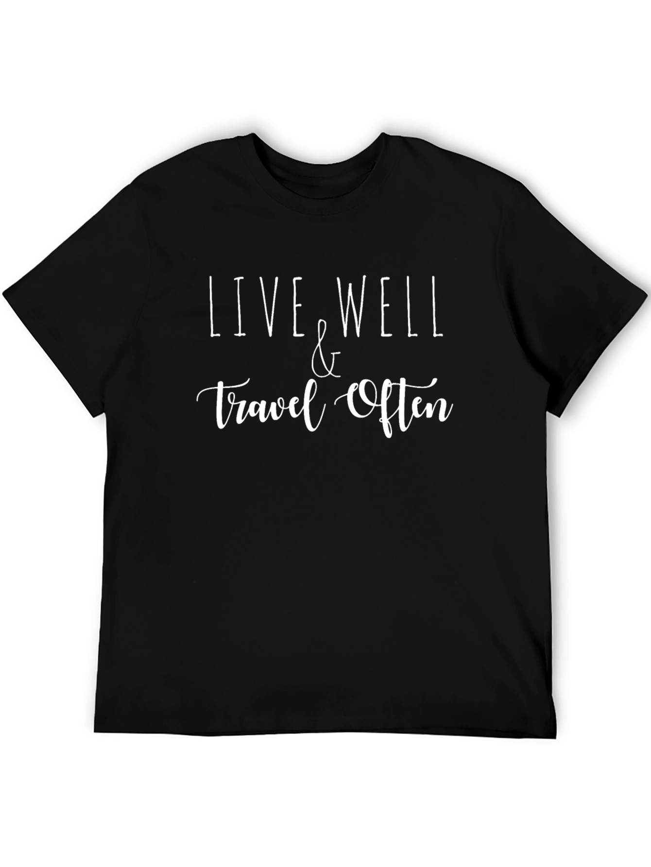 Live Well & Travel Often Black Graphic Tee