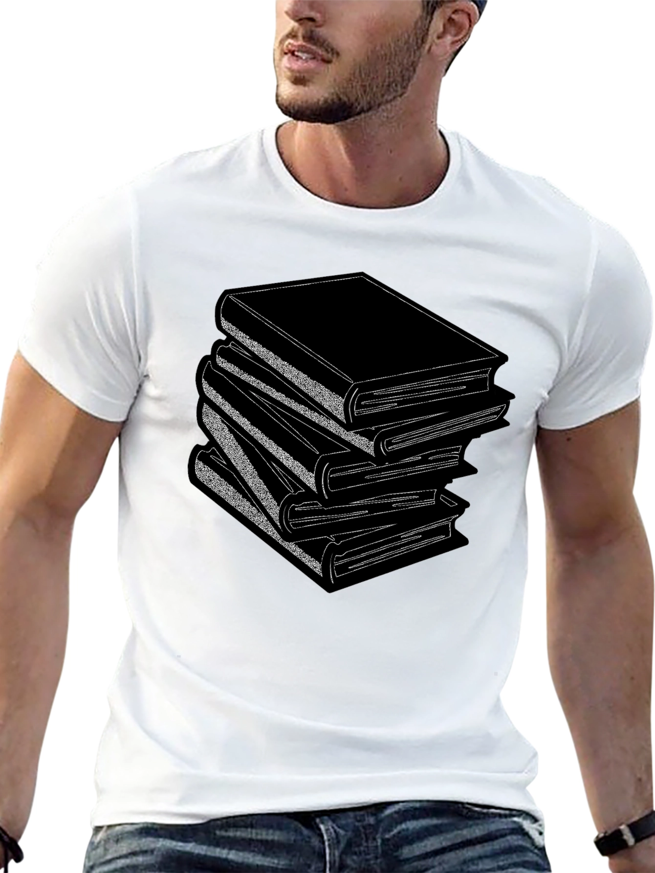 Stacked Books Graphic T-Shirt - Read in Style