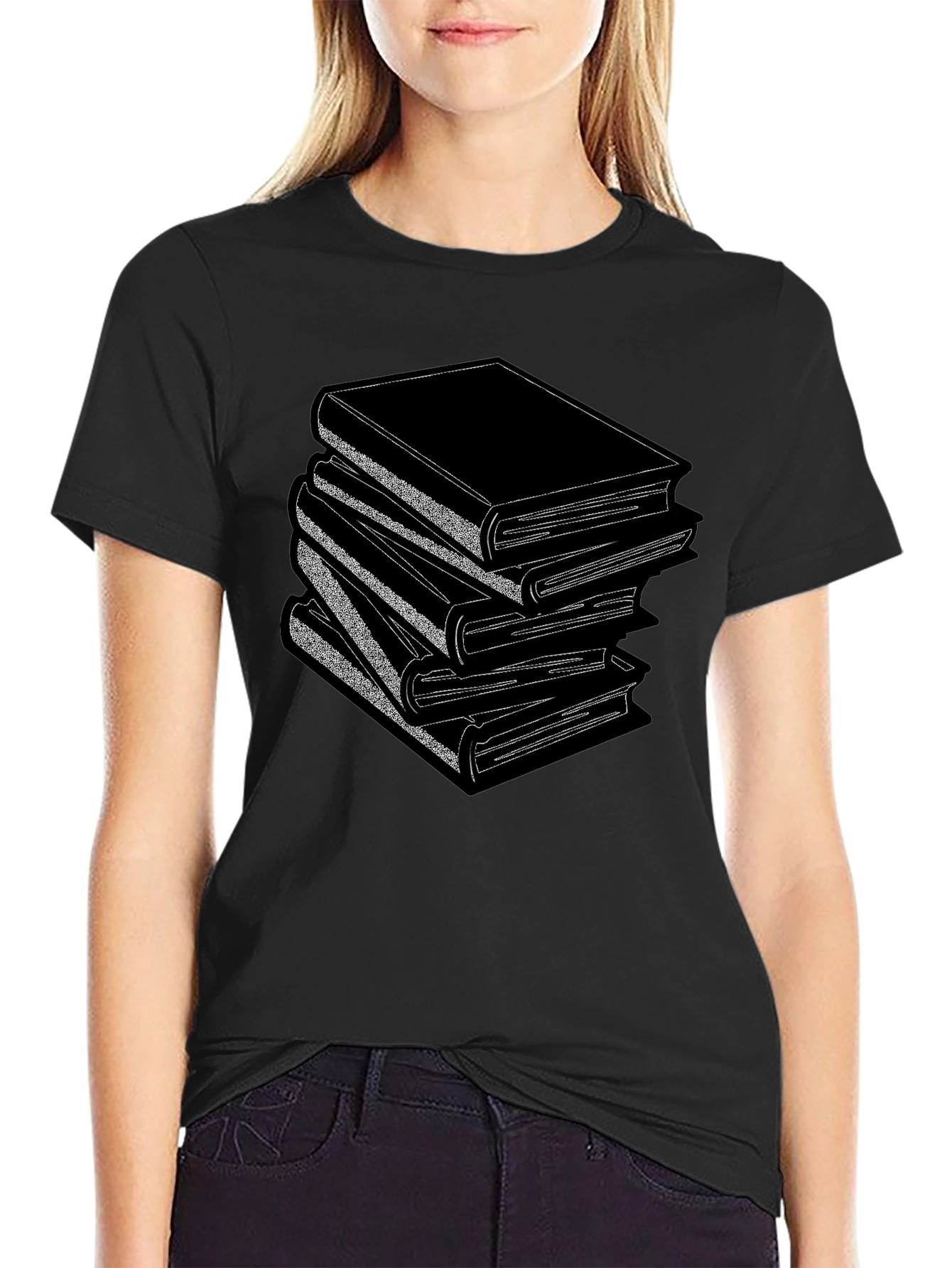Stacked Books Graphic T-Shirt - Read in Style