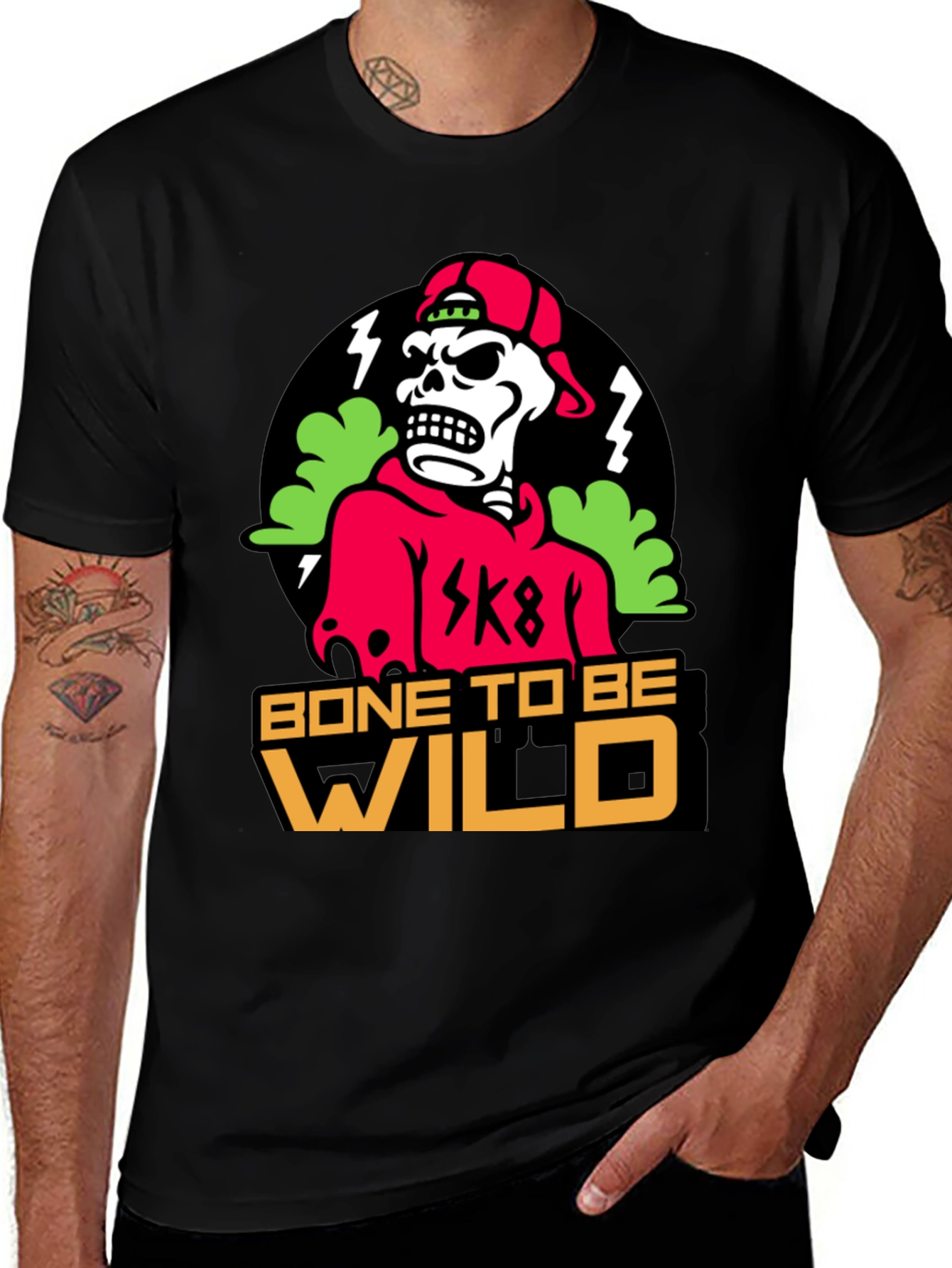 Bone To Be Wild Skeleton Graphic T-Shirt