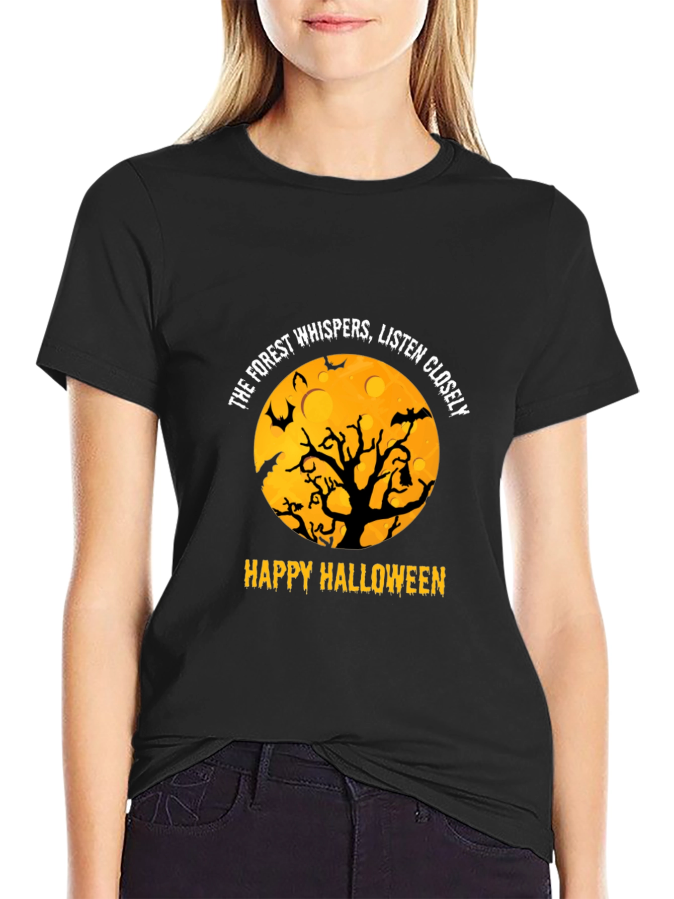 Halloween Forest Whispers Black T-Shirt