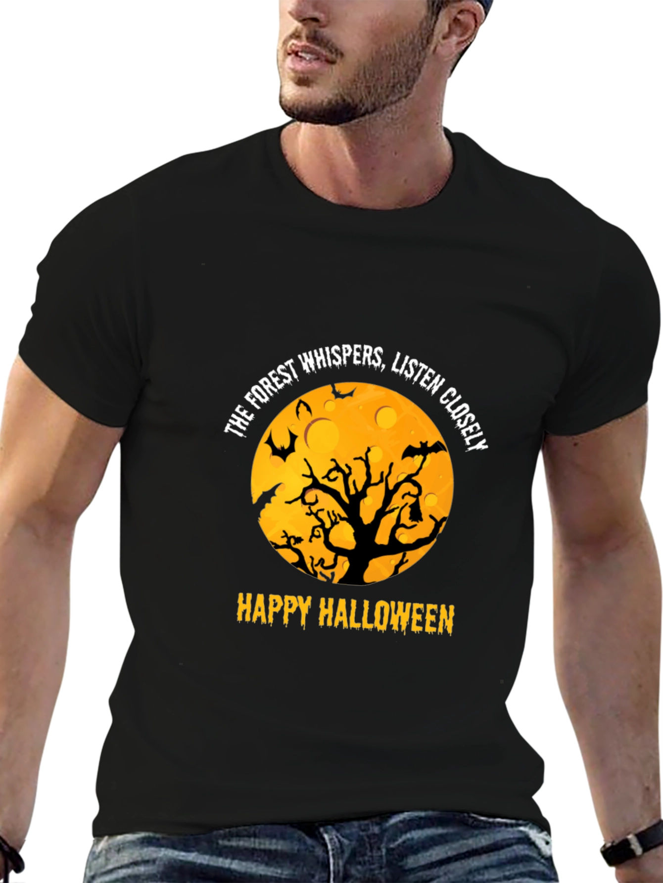 Halloween Forest Whispers Black T-Shirt