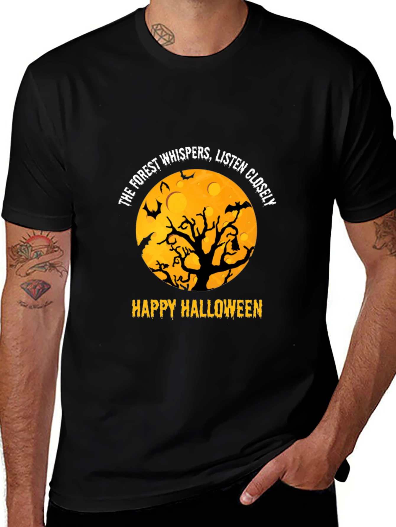 Halloween Forest Whispers Black T-Shirt