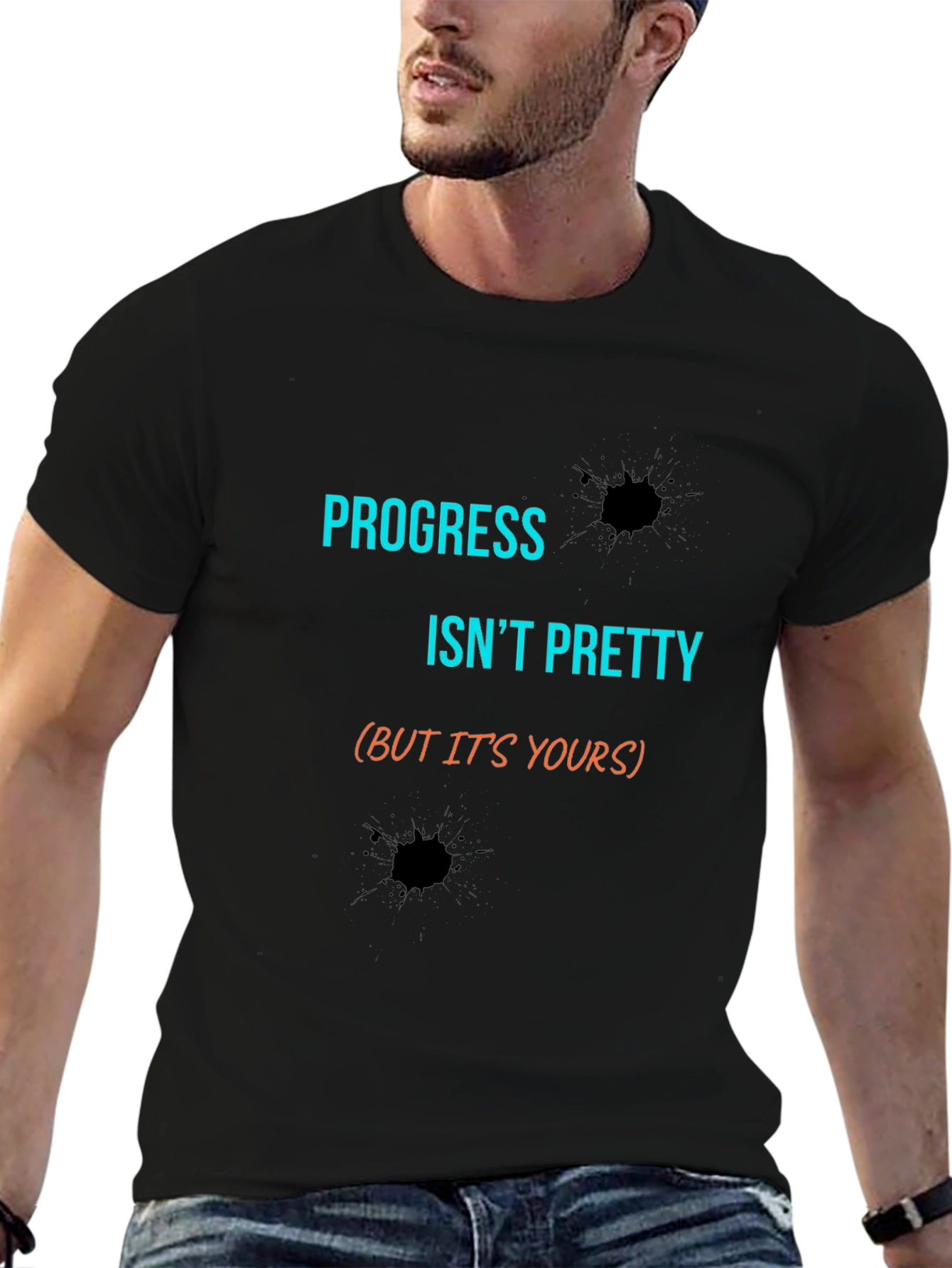 Progress Isnt Pretty Mens Black Graphic Tee
