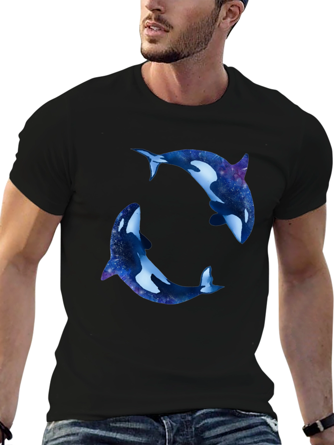 Orca Galaxy T-Shirt - Black Cotton Blend