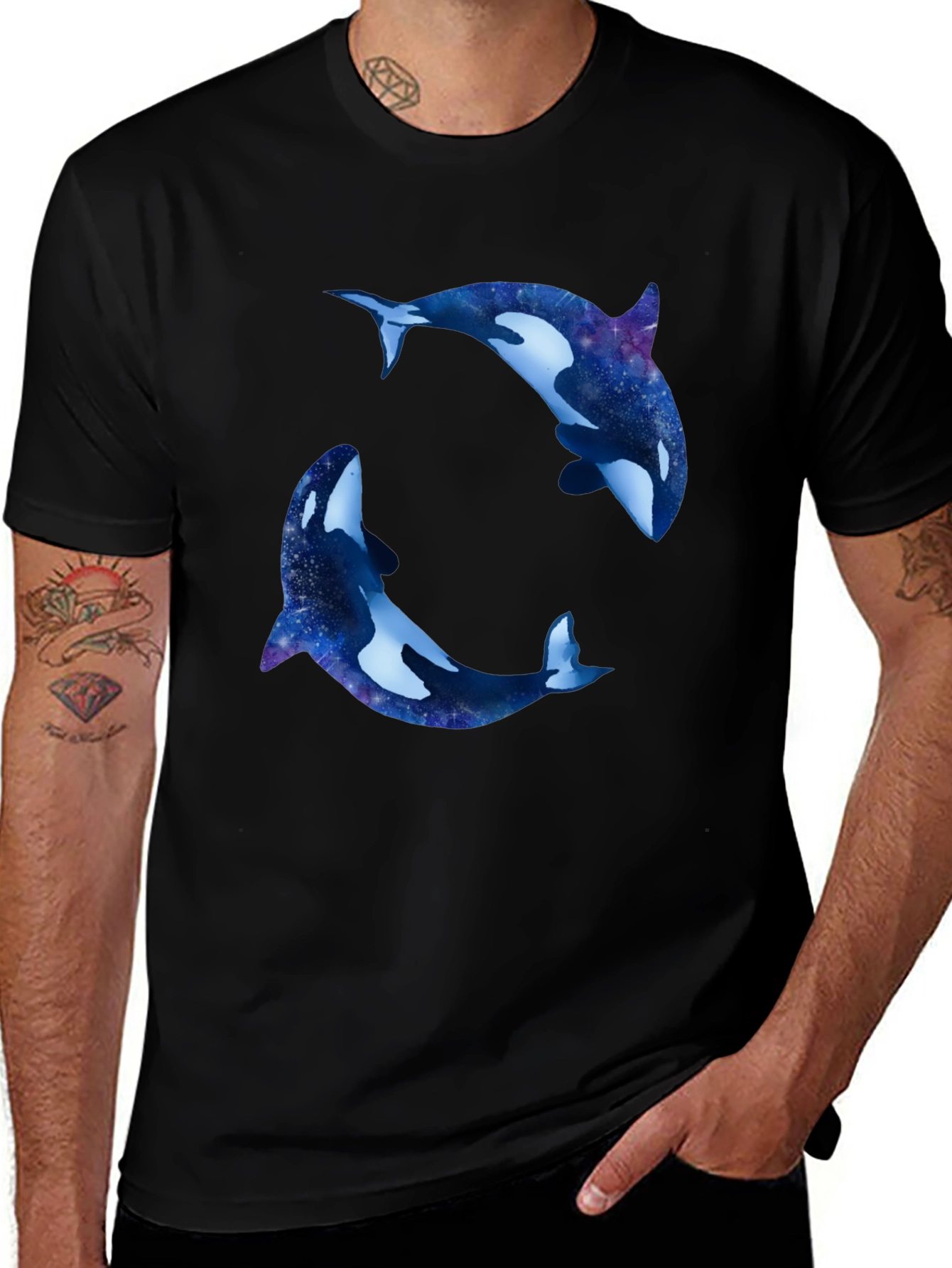 Orca Galaxy T-Shirt - Black Cotton Blend