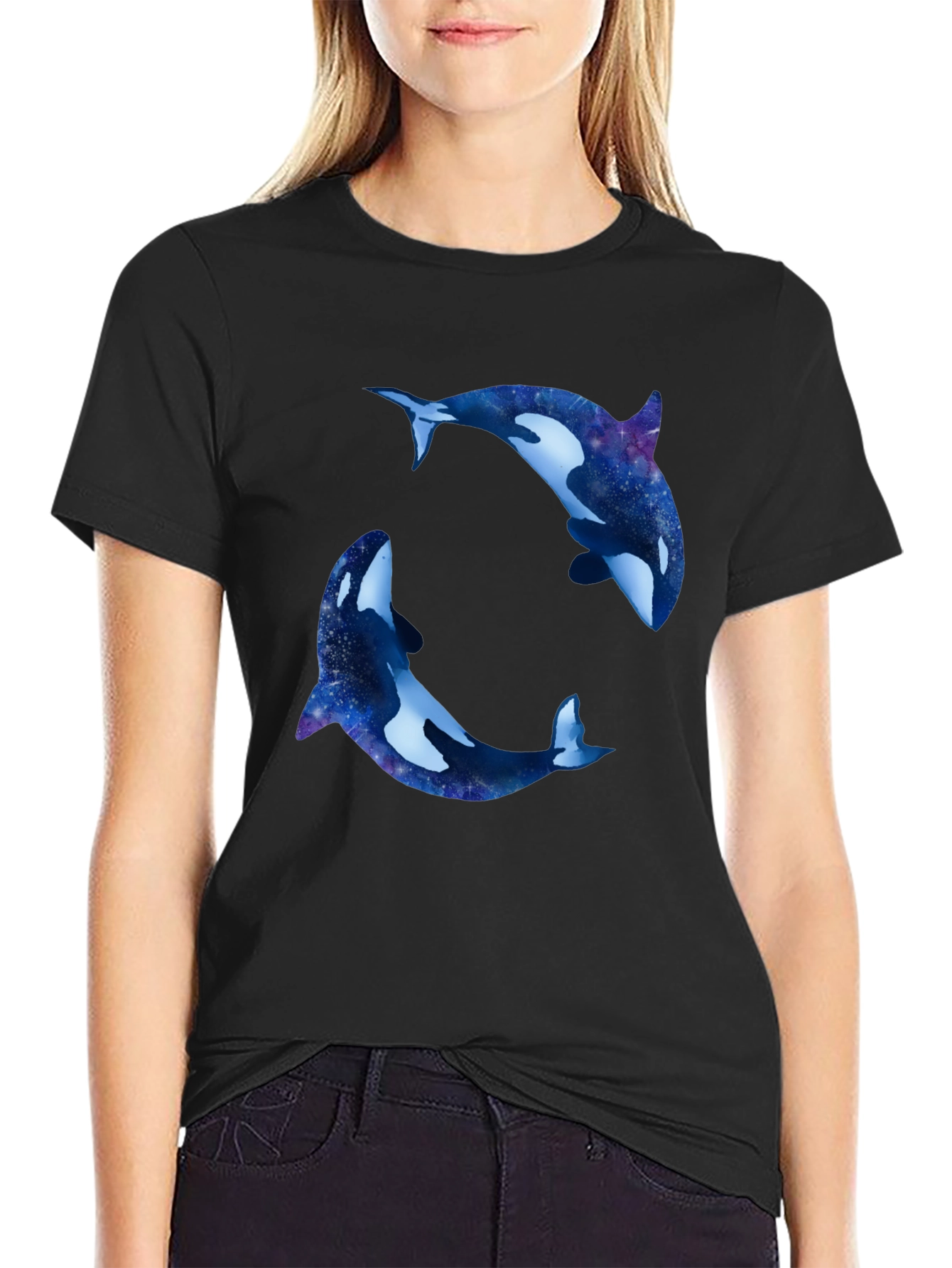 Orca Galaxy T-Shirt - Black Cotton Blend