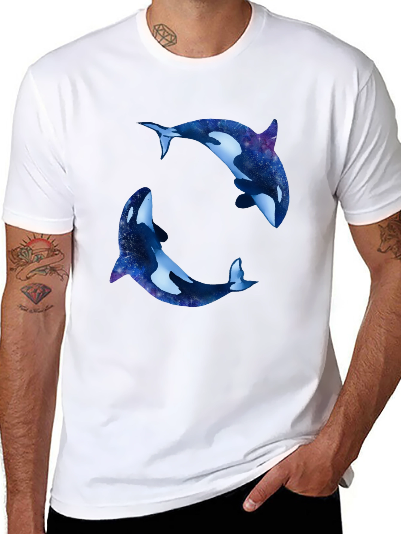 Orca Galaxy T-Shirt - Black Cotton Blend