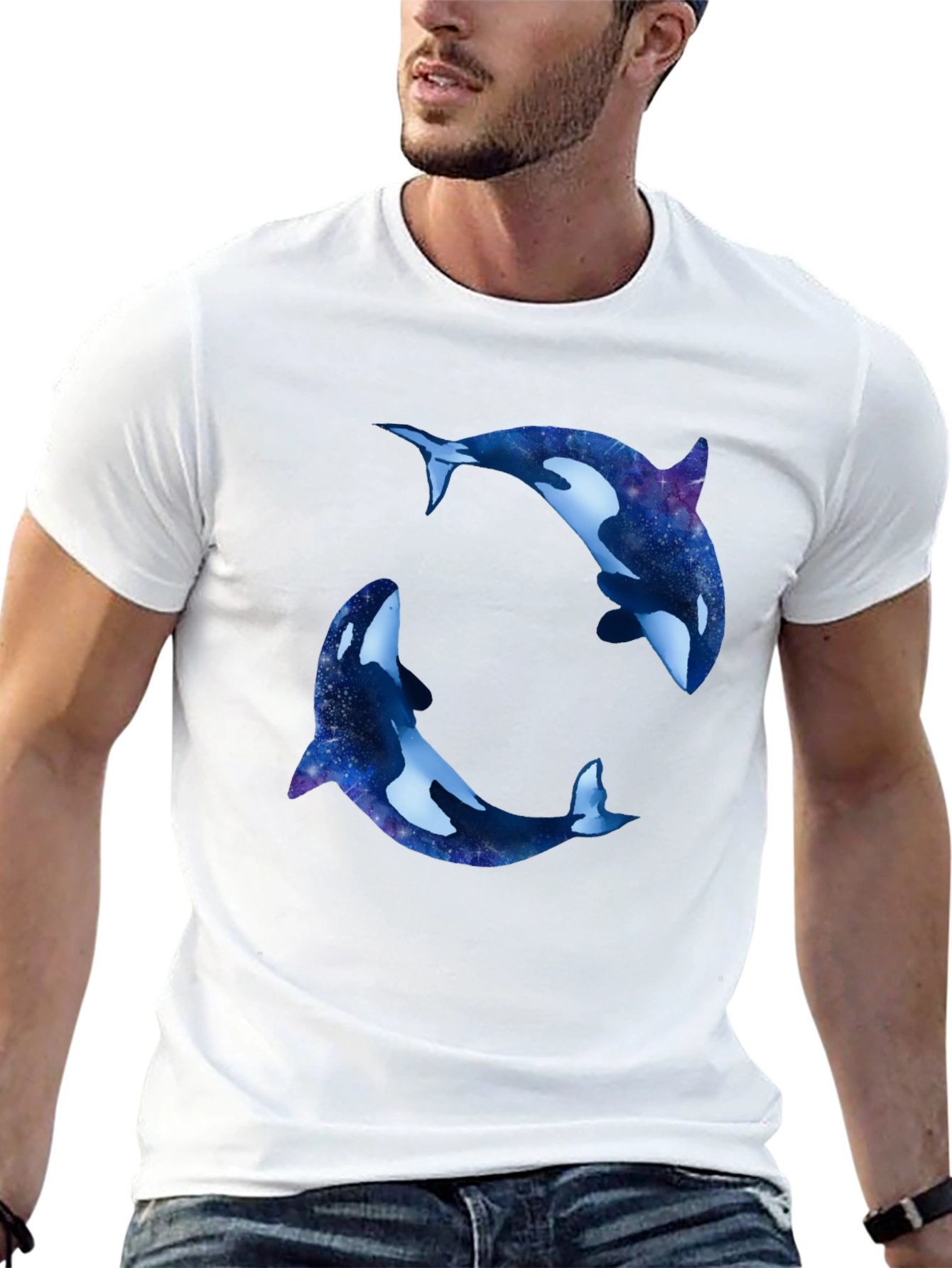 Orca Galaxy T-Shirt - Black Cotton Blend