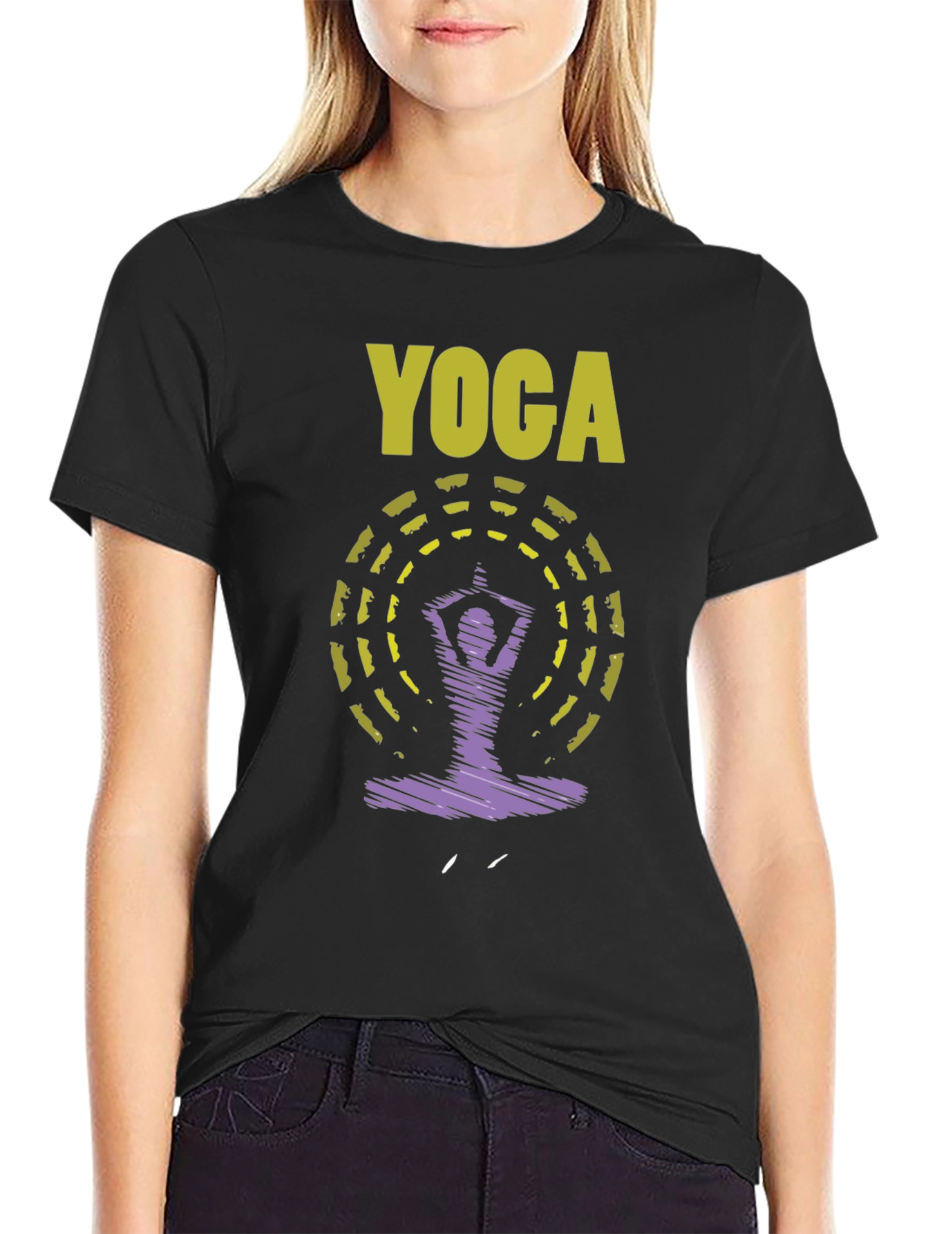 Yoga Graphic Tee: Relaxed Fit Black T-Shirt