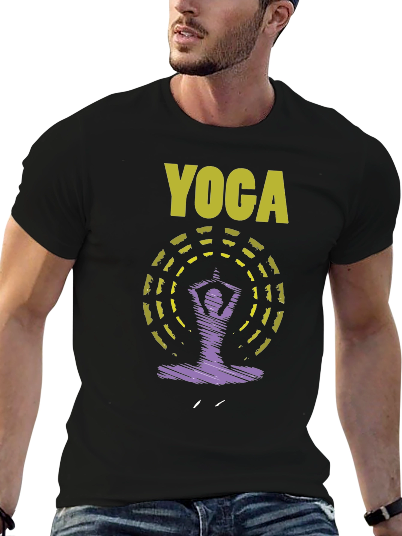 Yoga Graphic Tee: Relaxed Fit Black T-Shirt