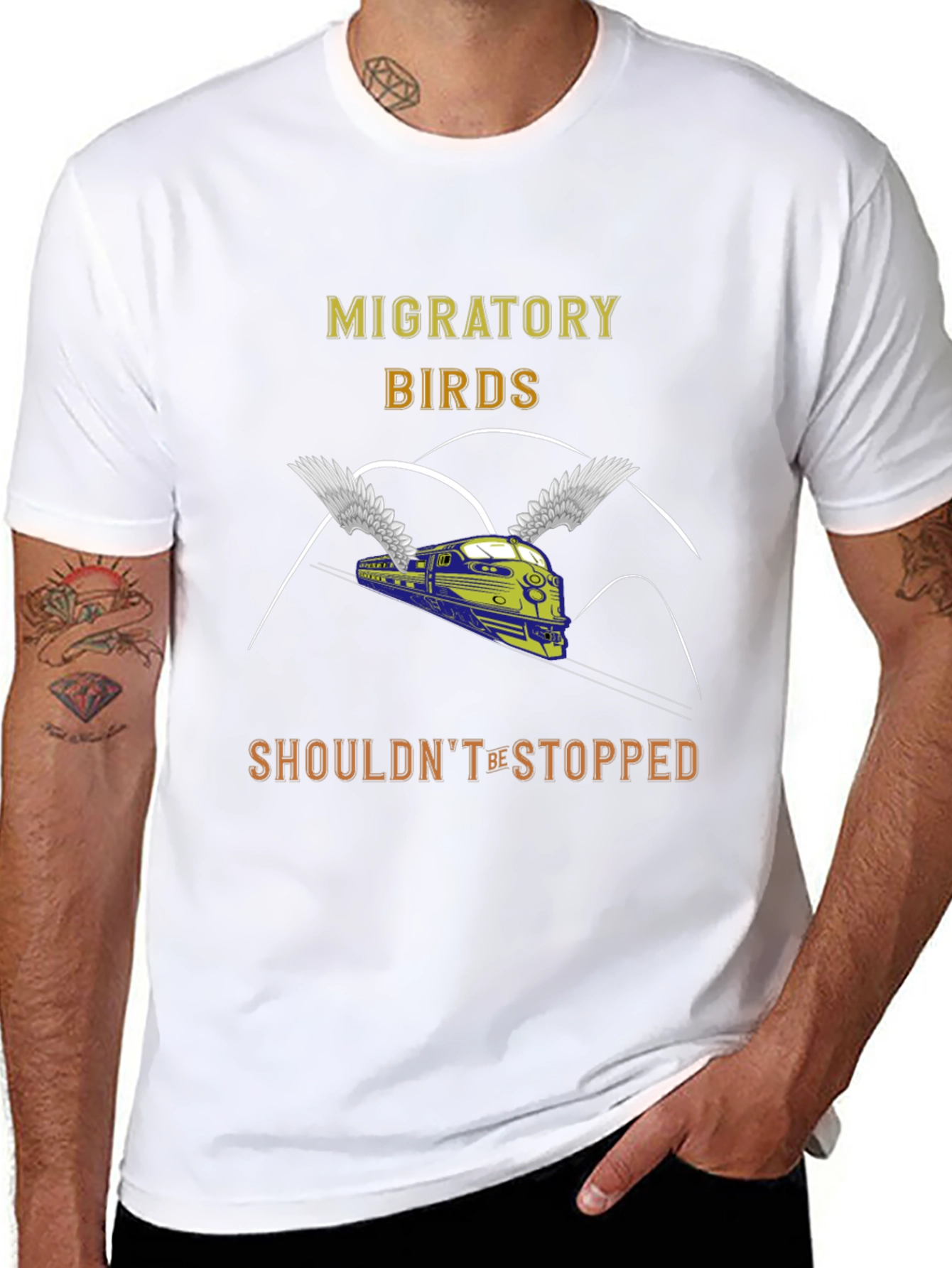 Migratory Birds Train Graphic T-Shirt