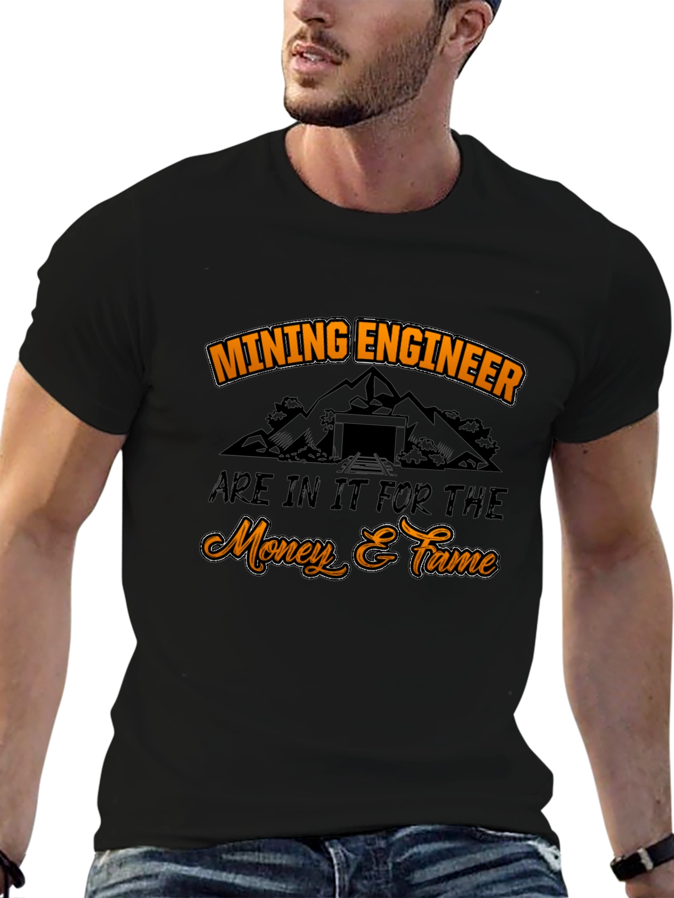 Mining Engineer Money & Fame Black T-Shirt
