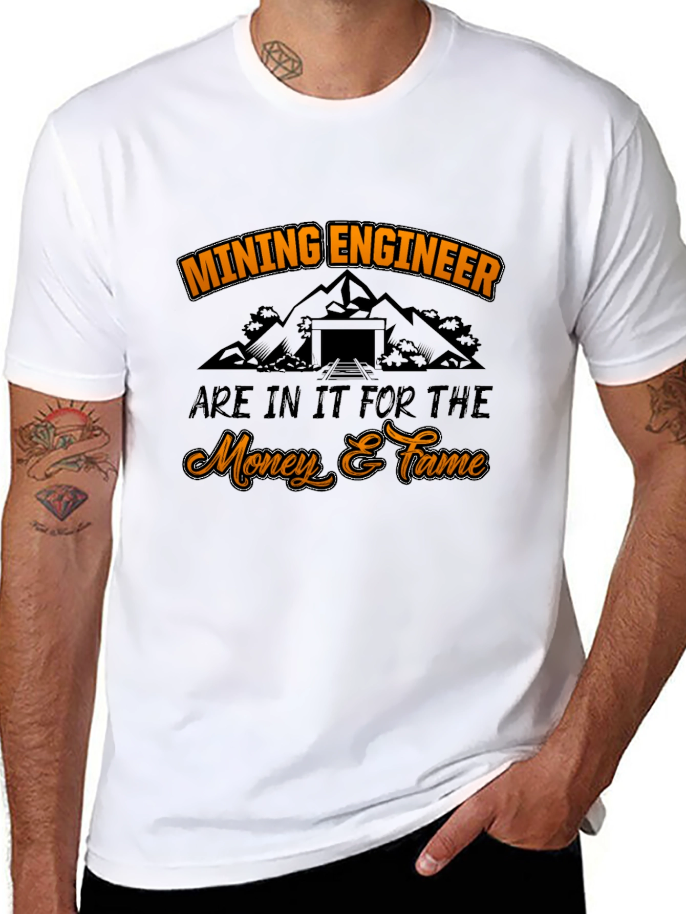 Mining Engineer Money & Fame Black T-Shirt