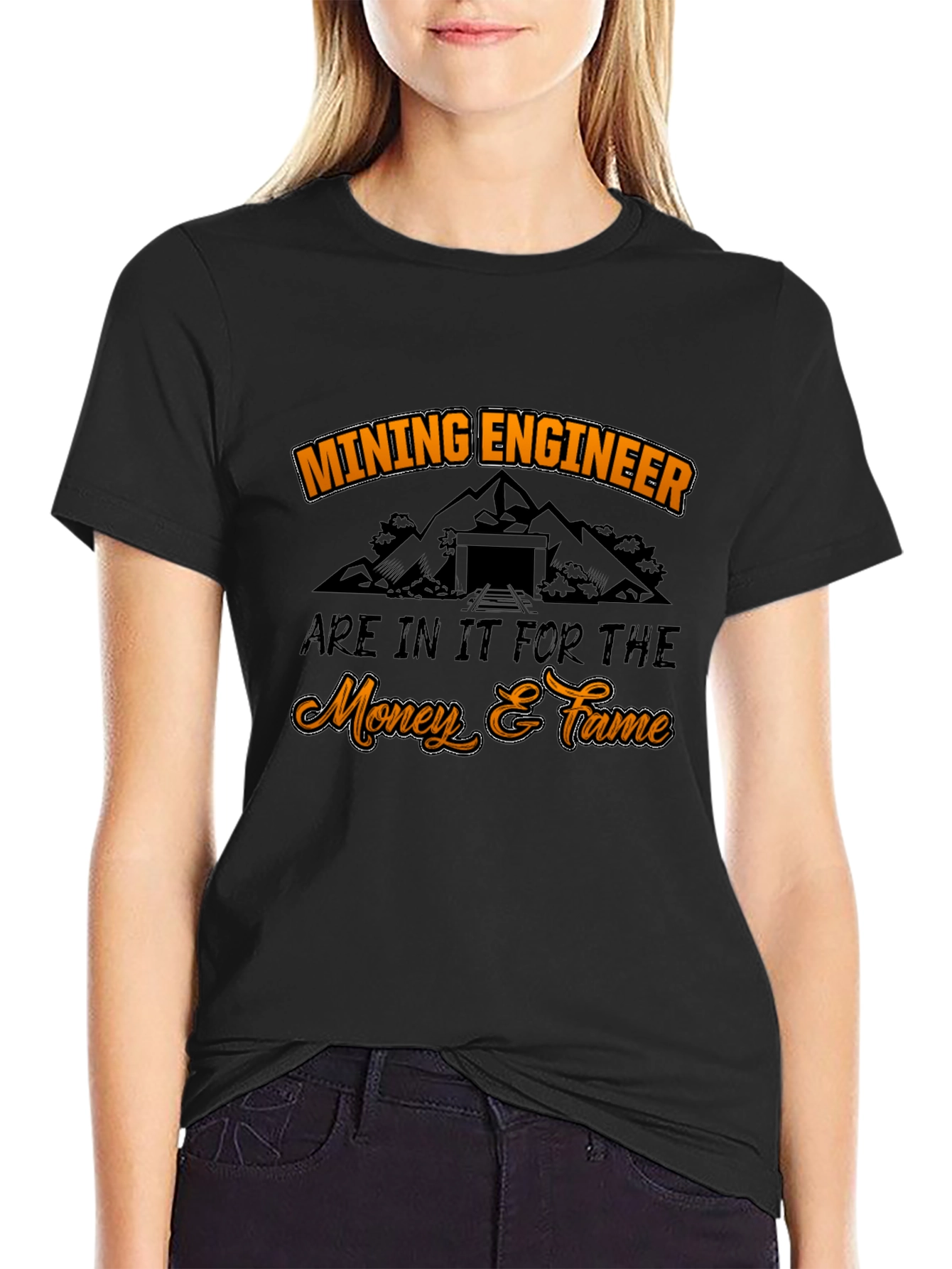 Mining Engineer Money & Fame Black T-Shirt