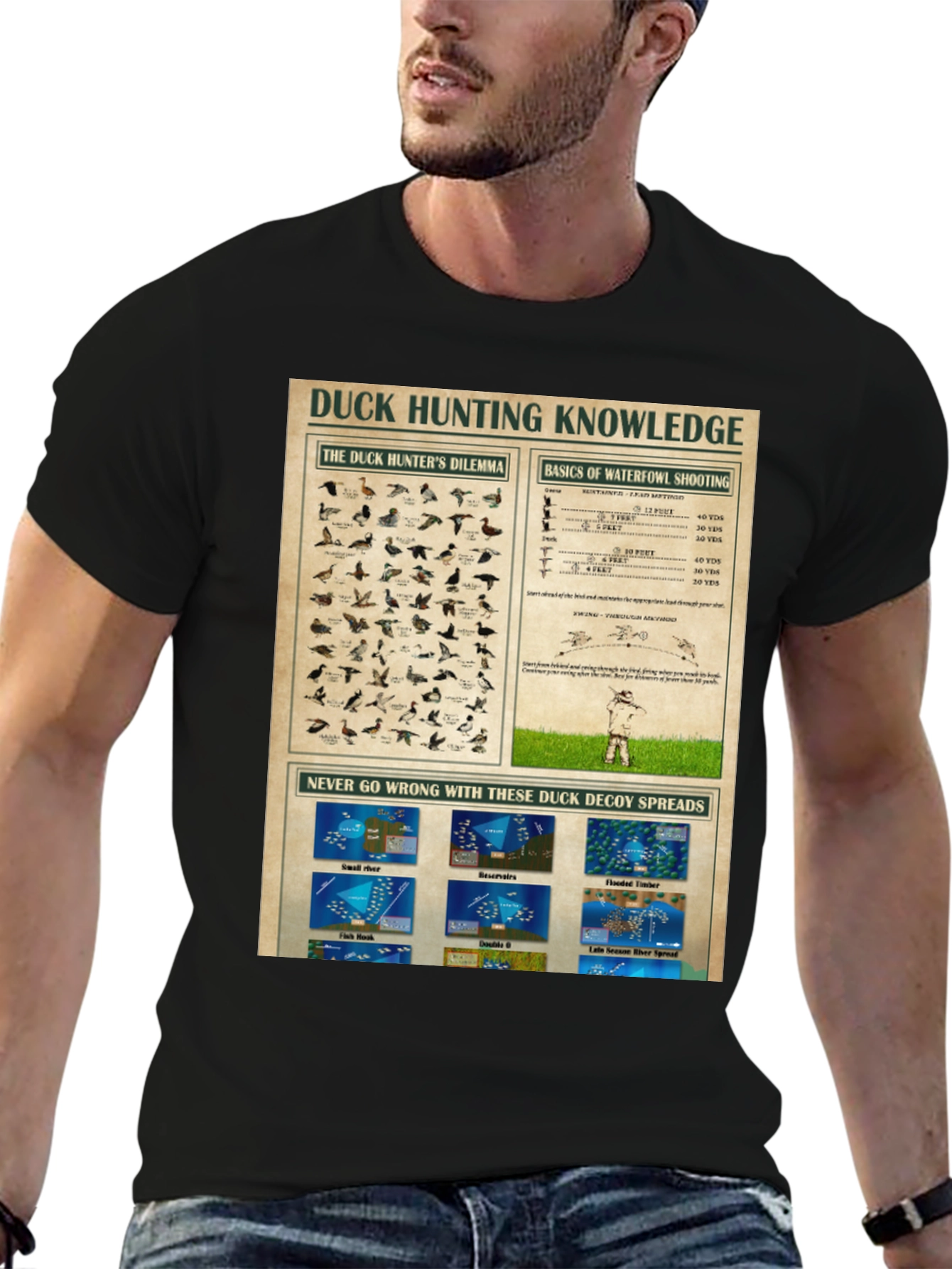 Duck Hunting Knowledge Black T-Shirt