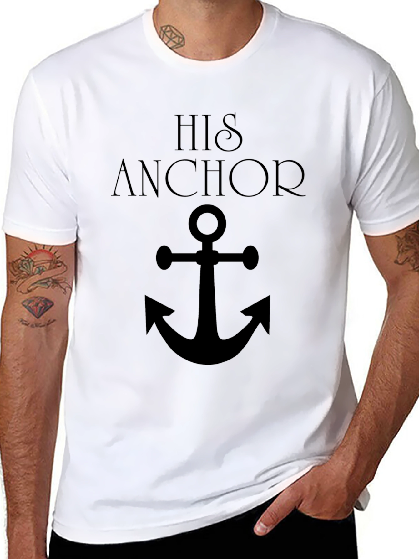 His Anchor Black Graphic Tee