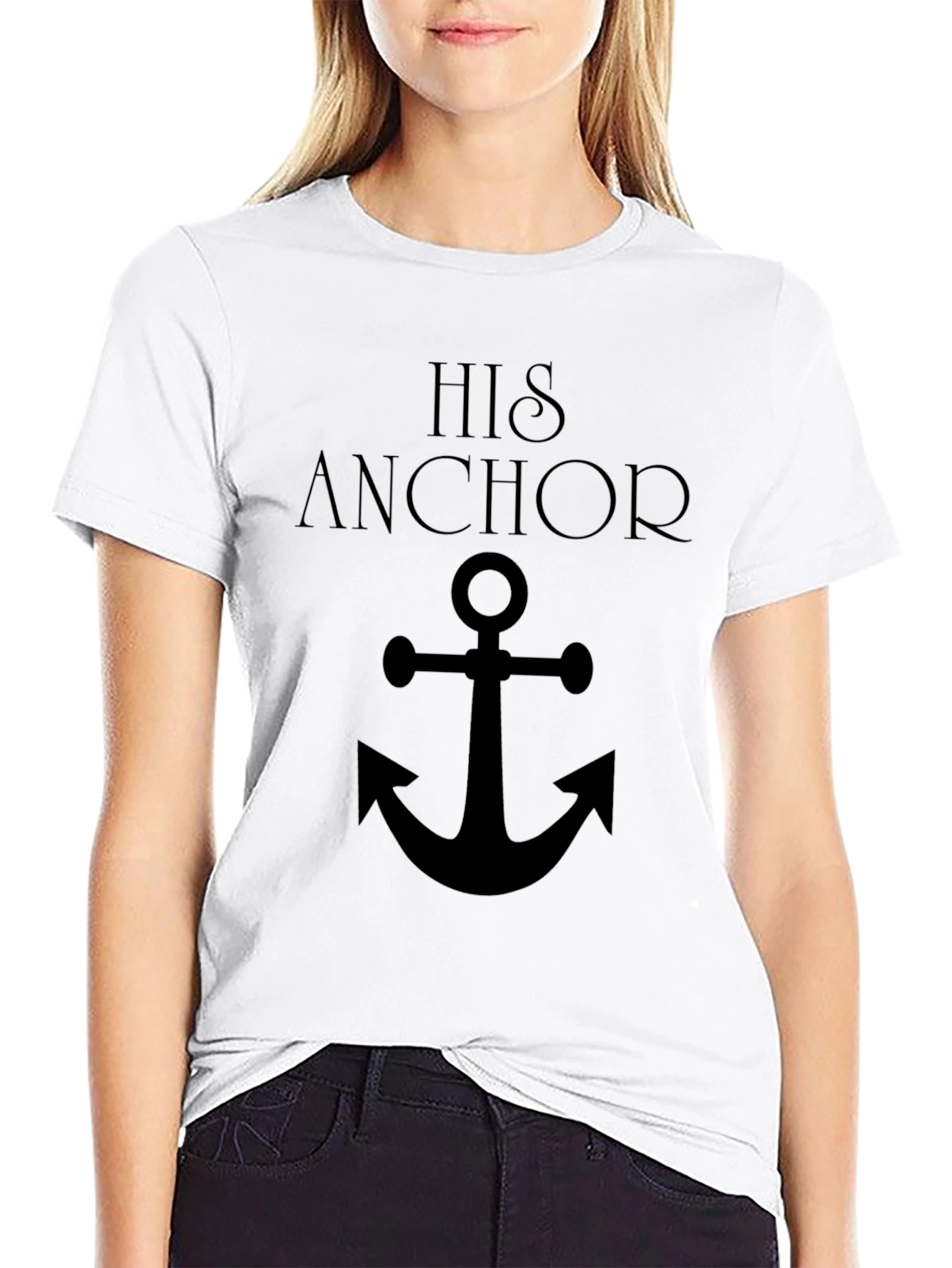 His Anchor Black Graphic Tee