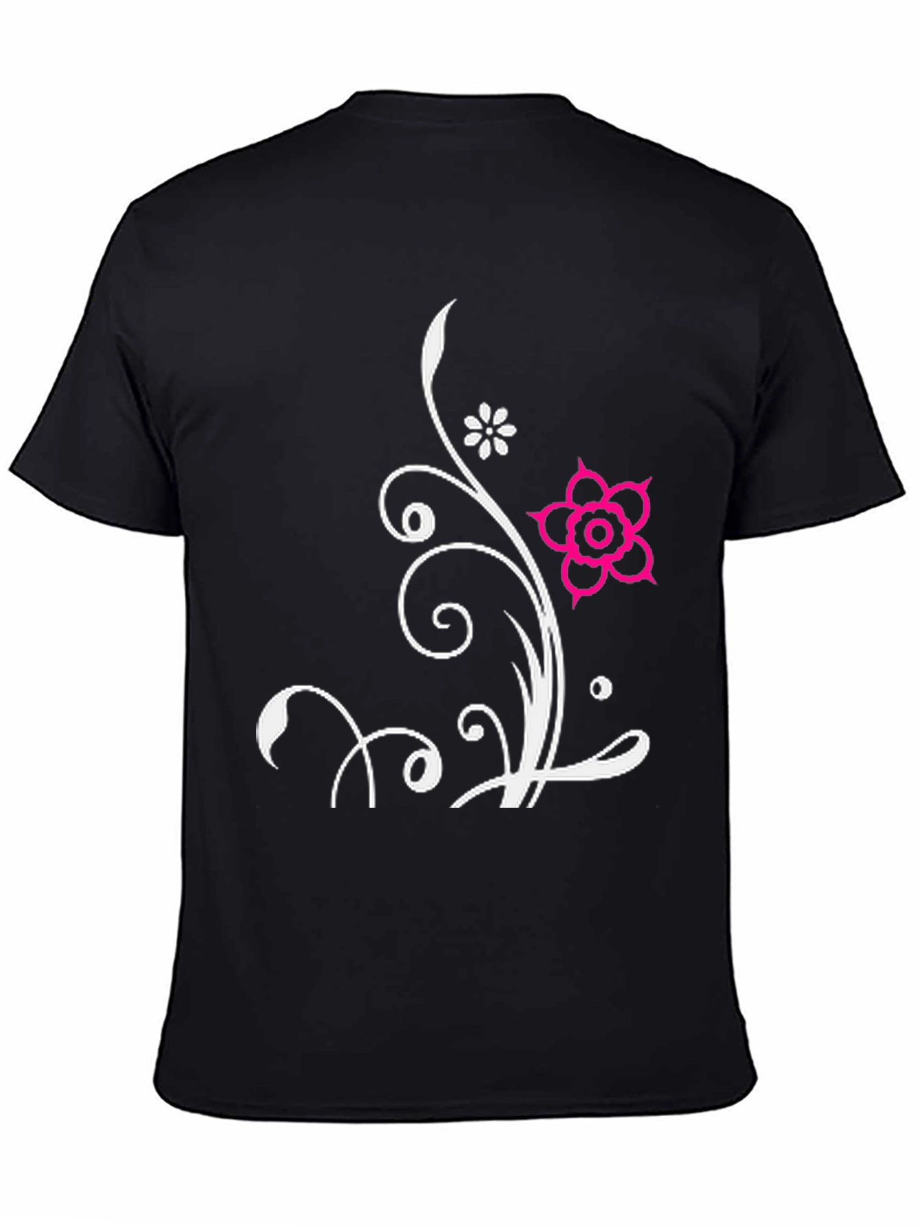 Floral Design Black T-Shirt