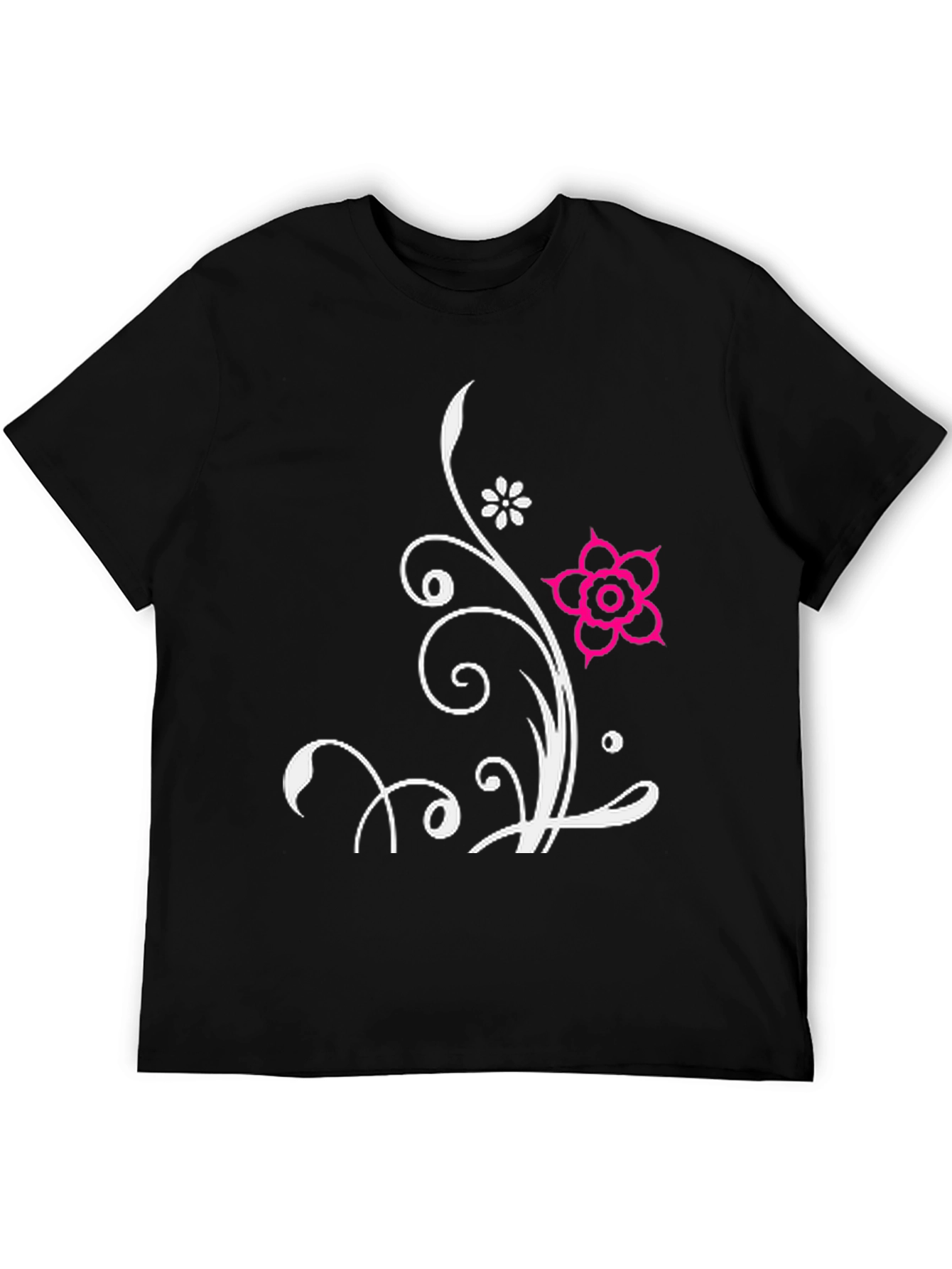 Floral Design Black T-Shirt