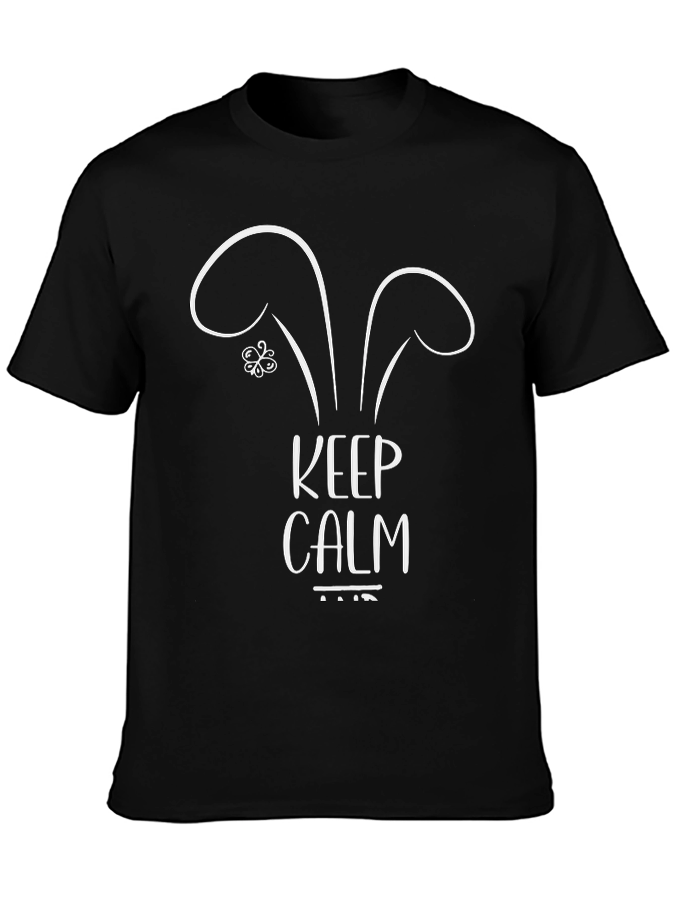 Keep Calm Bunny Ears T-Shirt - Mens Black Tee