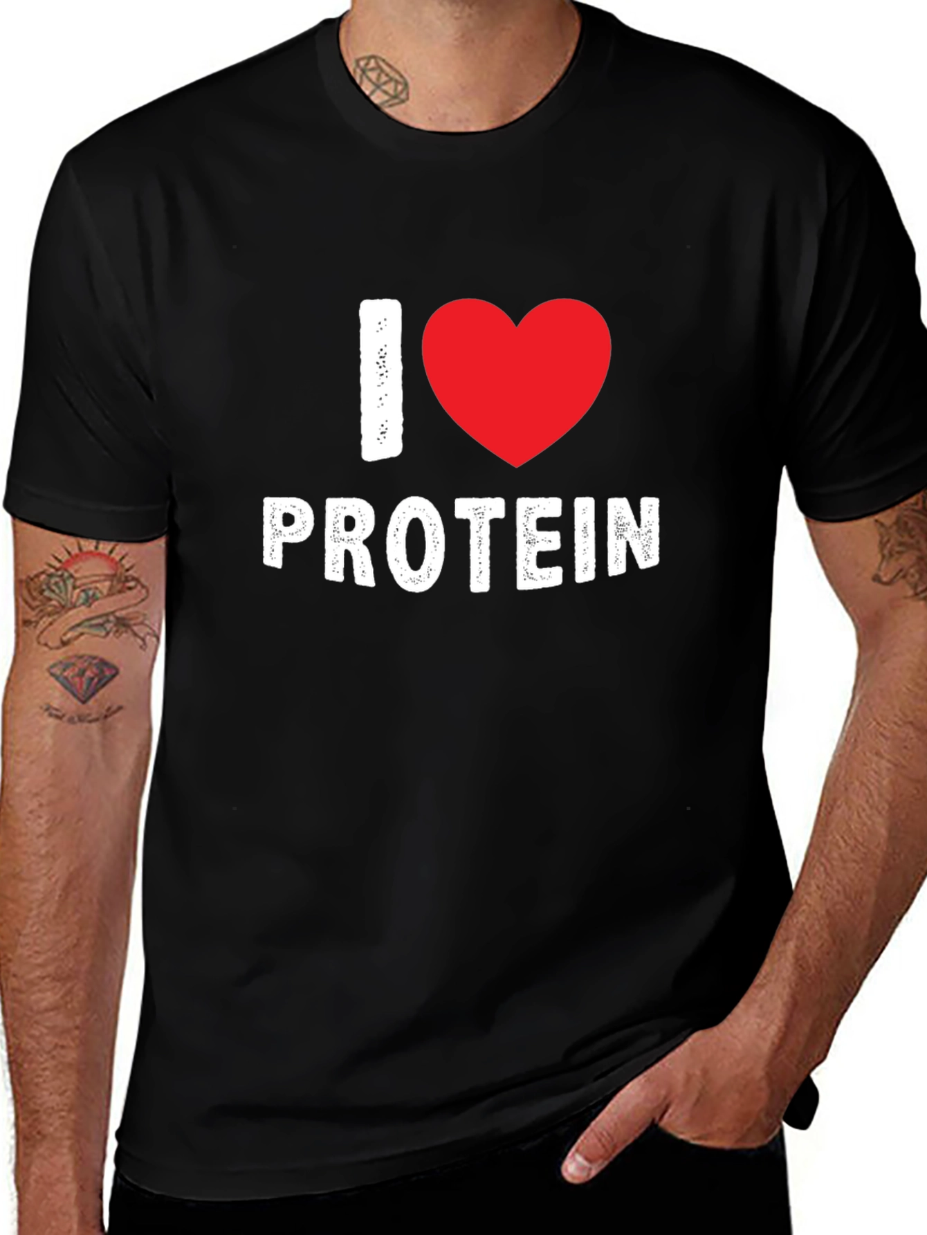 I Heart Protein Graphic T-Shirt - Black