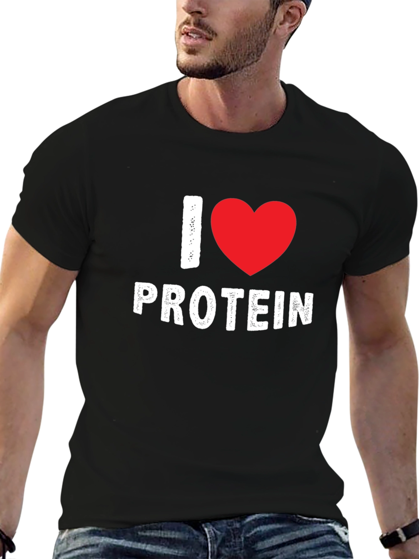 I Heart Protein Graphic T-Shirt - Black
