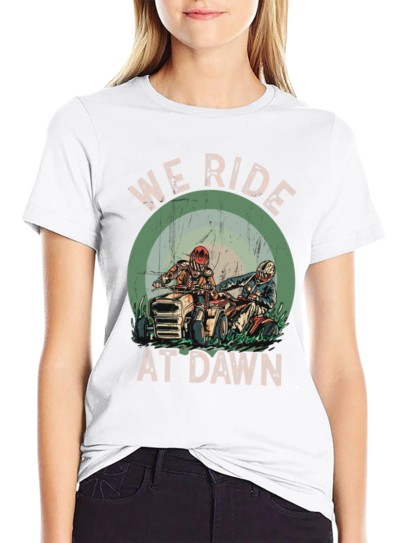 We Ride at Dawn T-Shirt - ATV Rider Design