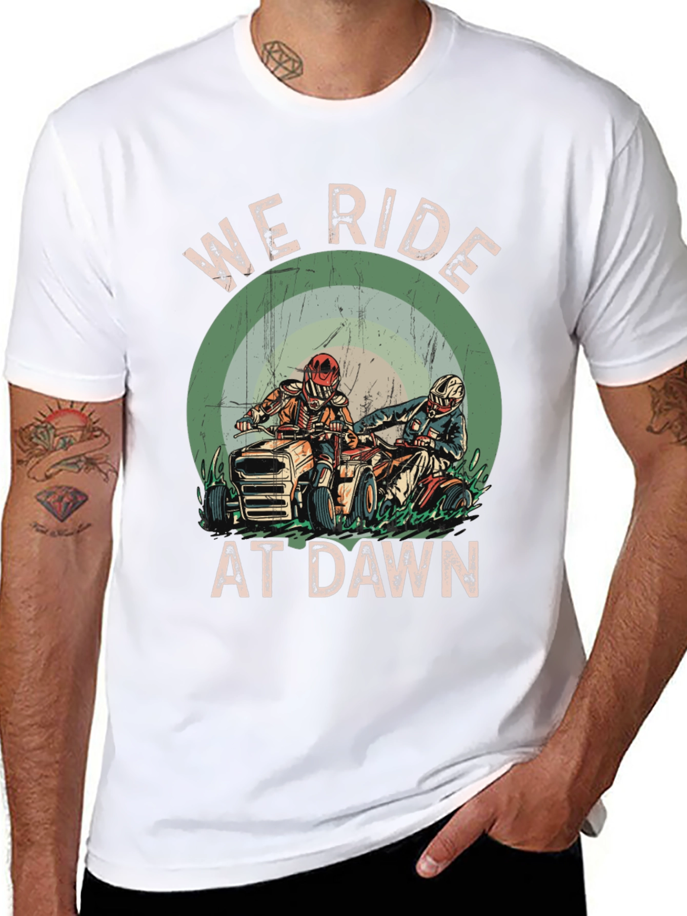 We Ride at Dawn T-Shirt - ATV Rider Design