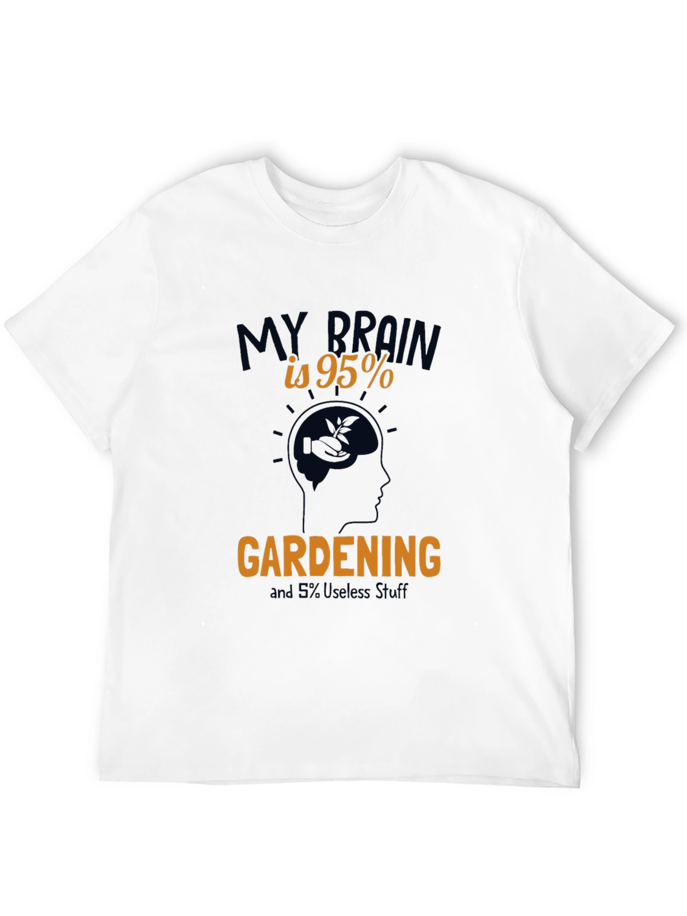 Gardening Brain Graphic Tee - Black Cotton T-Shirt