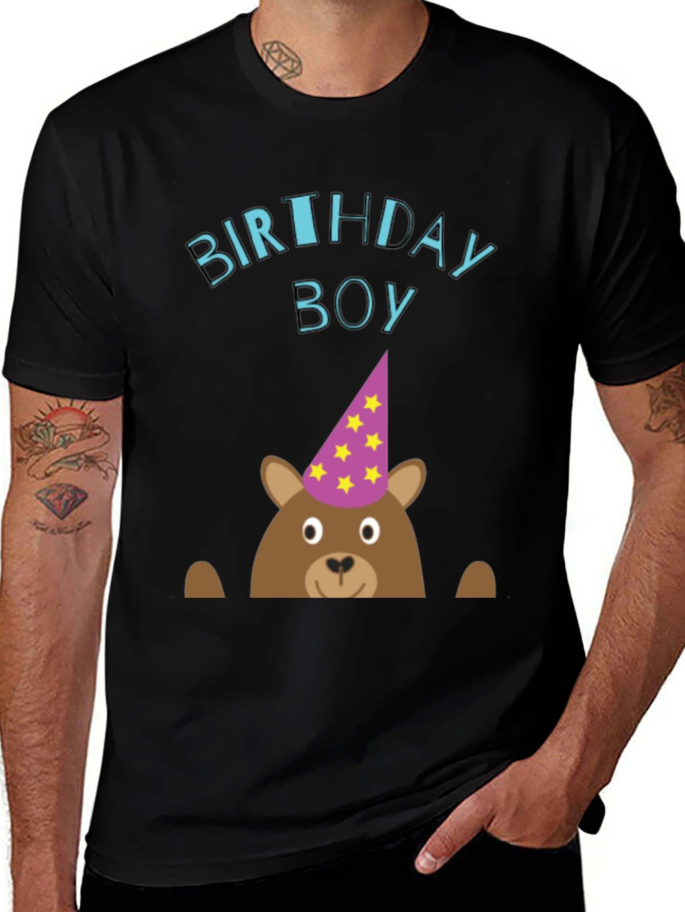 Birthday Boy Bear Graphic Tee - Cute Celebration T-Shirt