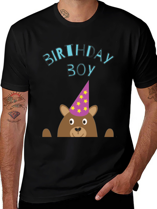 Birthday Boy Bear Graphic Tee - Cute Celebration T-Shirt