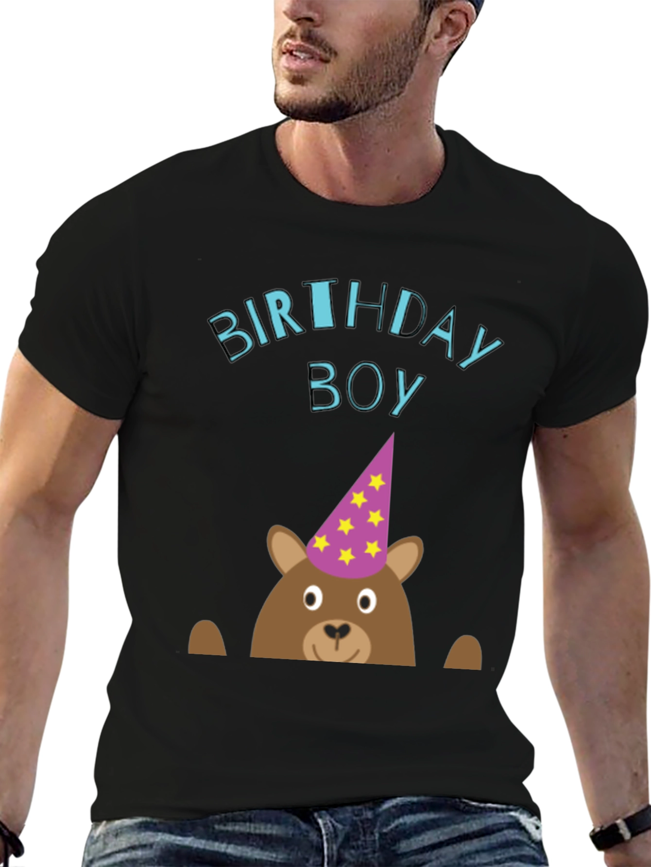 Birthday Boy Bear Graphic Tee - Cute Celebration T-Shirt