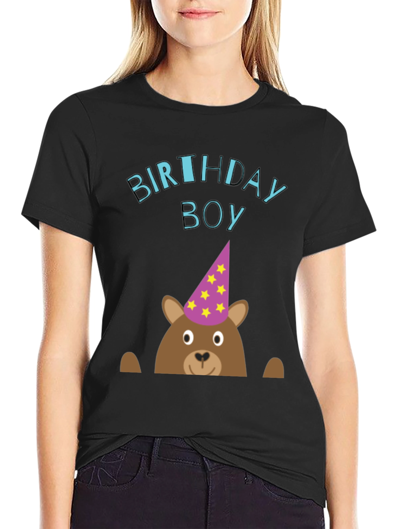 Birthday Boy Bear Graphic Tee - Cute Celebration T-Shirt